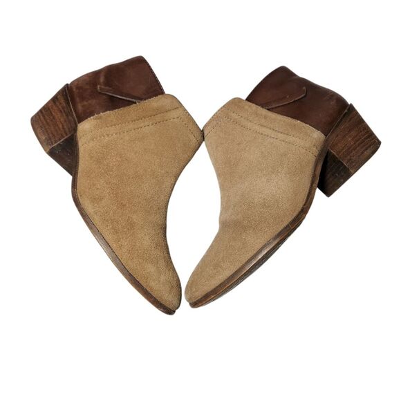 Madewell Cait Cottage Suede Leather Ankle Boots Brown Tan Distressed BOHO 7 - Picture 6 of 15